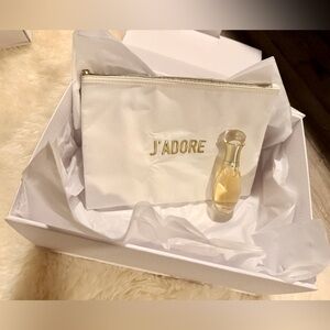Large Dior J'adore Pouch & Hair Mist in White Couture Box. GWP.